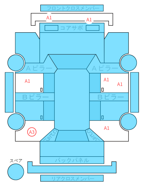 Body condition diagram (damage marks, Japanese labels)