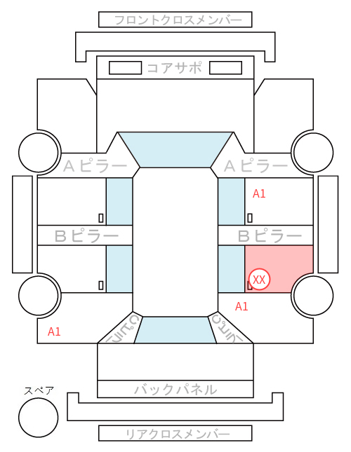 Body condition diagram (damage marks, Japanese labels)