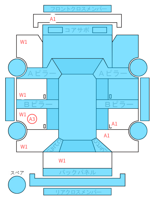 Body condition diagram (damage marks, Japanese labels)