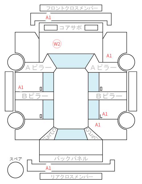 Body condition diagram (damage marks, Japanese labels)