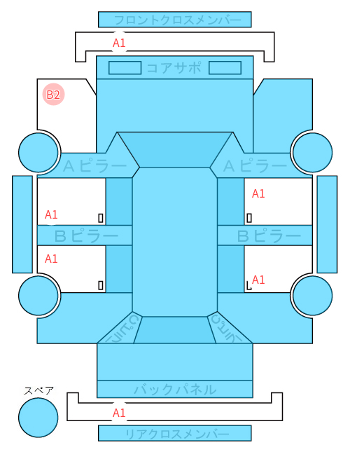 Body condition diagram (damage marks, Japanese labels)