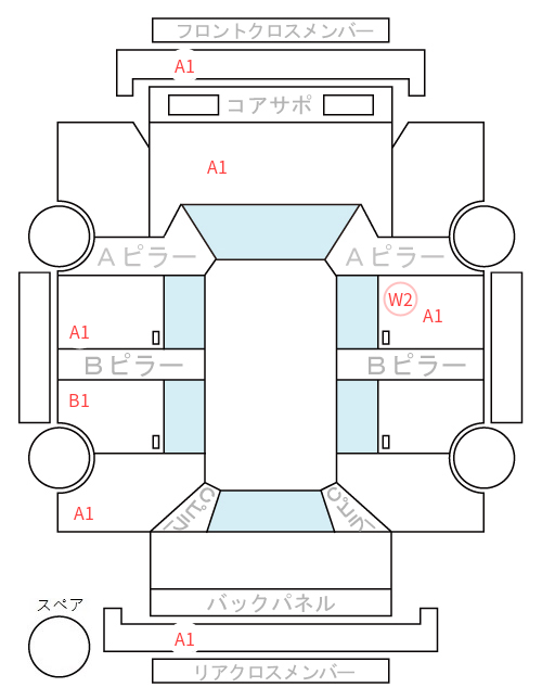 Body condition diagram (damage marks, Japanese labels)
