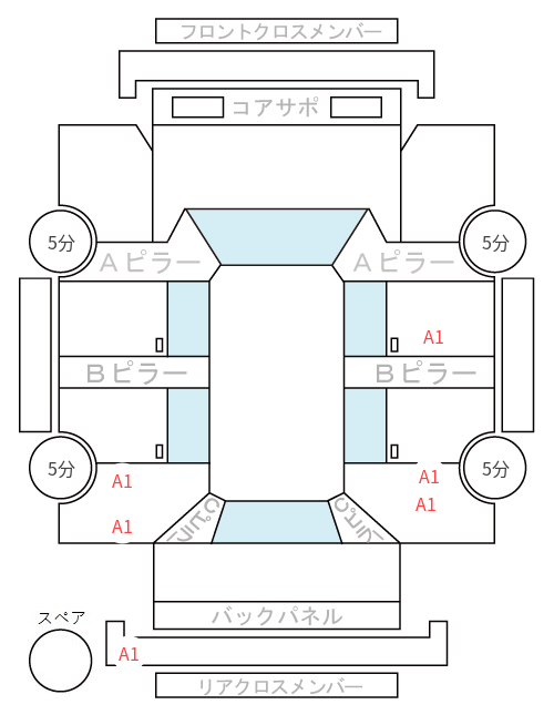 Body condition diagram (damage marks, Japanese labels)