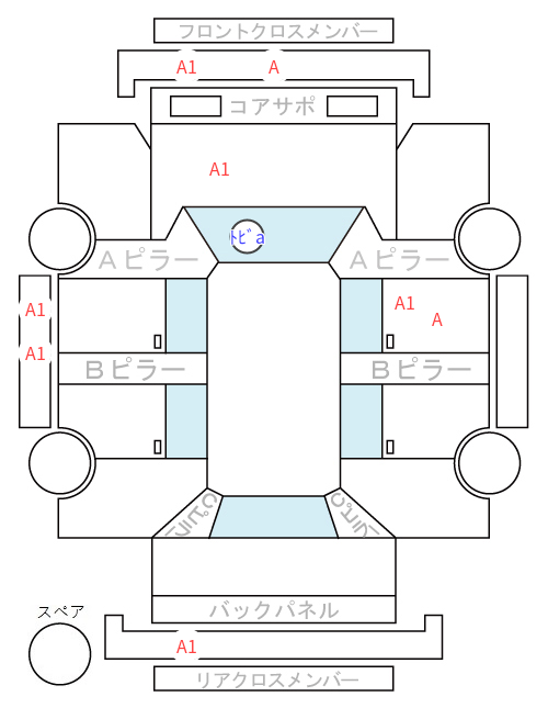 Body condition diagram (damage marks, Japanese labels)