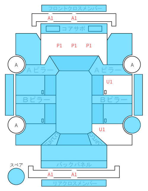 Body condition diagram (damage marks, Japanese labels)