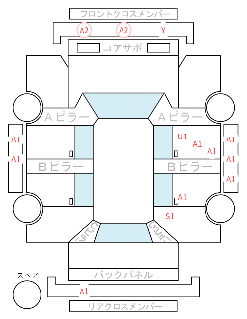 Body condition diagram (damage marks, Japanese labels)