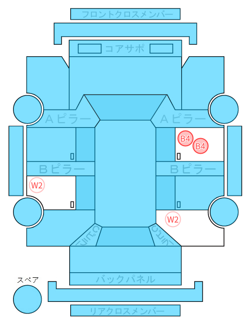 Body condition diagram (damage marks, Japanese labels)