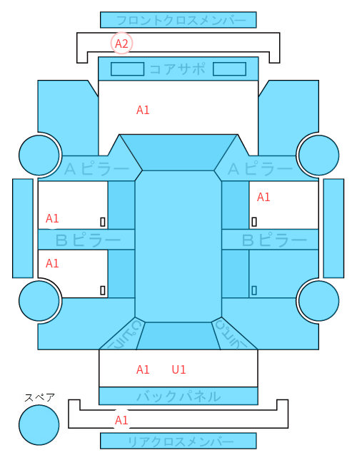 Body condition diagram (damage marks, Japanese labels)