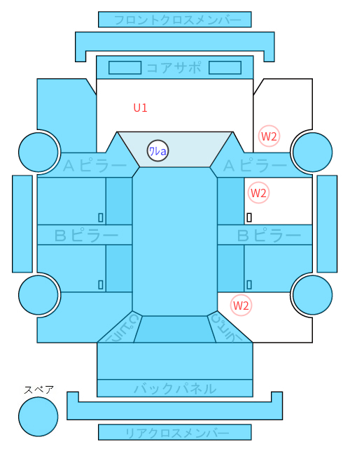 Body condition diagram (damage marks, Japanese labels)