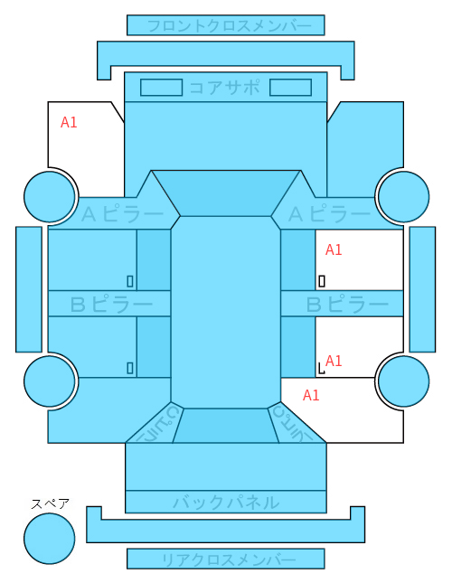 Body condition diagram (damage marks, Japanese labels)