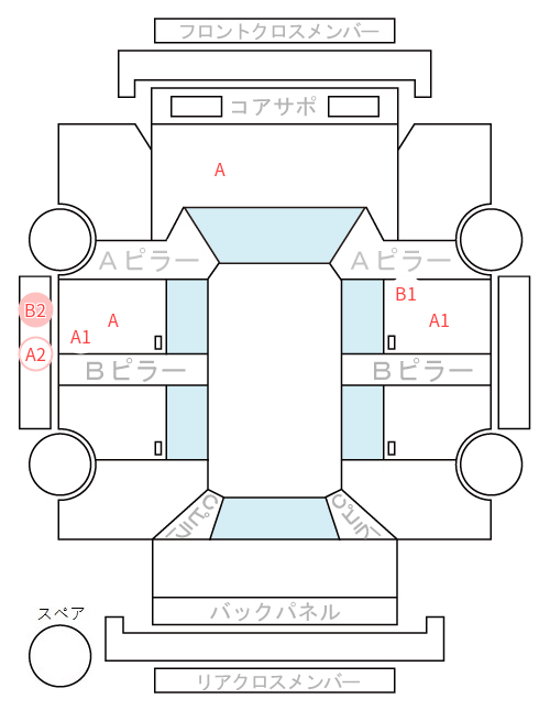 Body condition diagram (damage marks, Japanese labels)