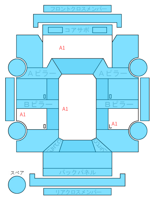 Body condition diagram (damage marks, Japanese labels)