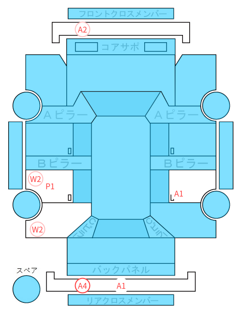 Body condition diagram (damage marks, Japanese labels)