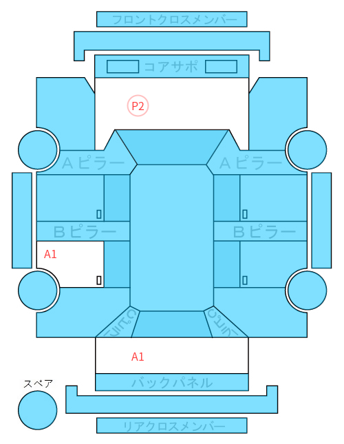 Body condition diagram (damage marks, Japanese labels)