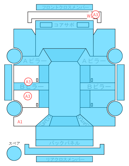 Body condition diagram (damage marks, Japanese labels)