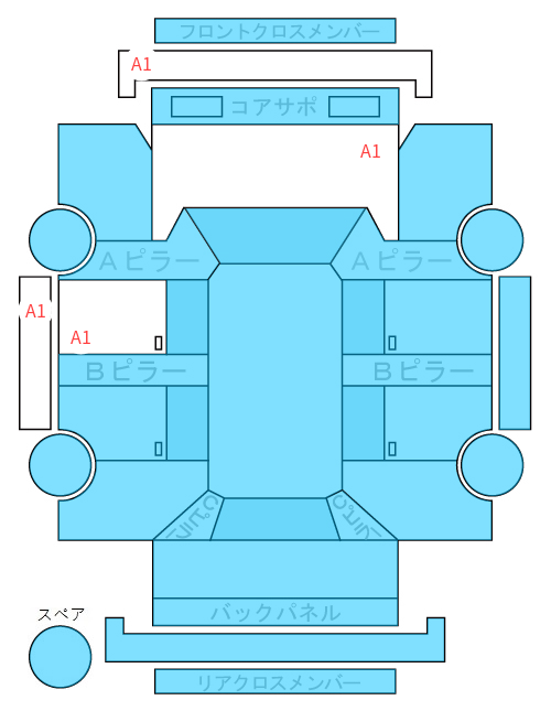 Body condition diagram (damage marks, Japanese labels)