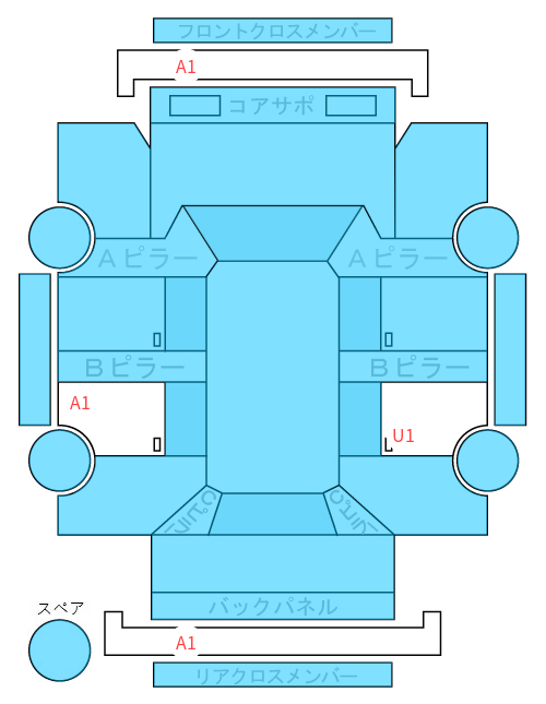 Body condition diagram (damage marks, Japanese labels)