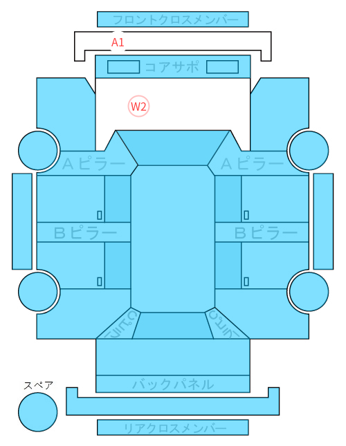 Body condition diagram (damage marks, Japanese labels)