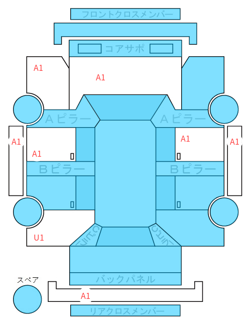 Body condition diagram (damage marks, Japanese labels)