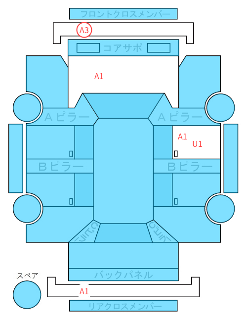 Body condition diagram (damage marks, Japanese labels)