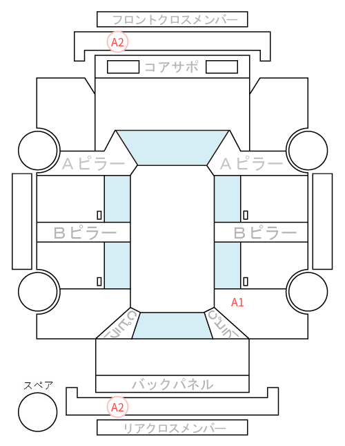 Body condition diagram (damage marks, Japanese labels)
