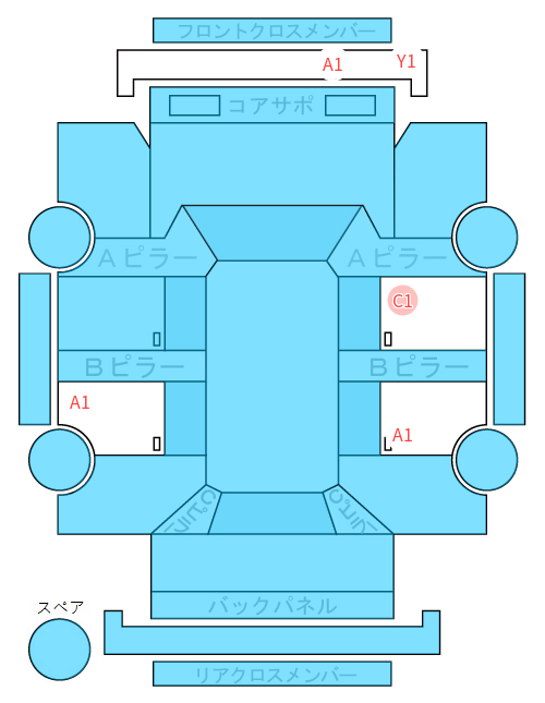 Body condition diagram (damage marks, Japanese labels)