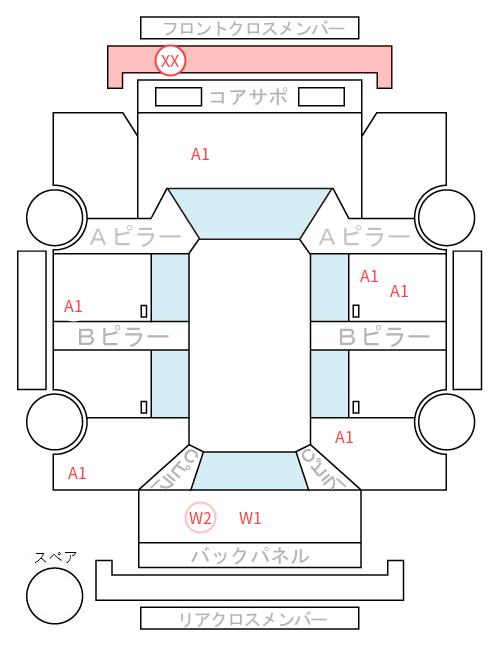Body condition diagram (damage marks, Japanese labels)