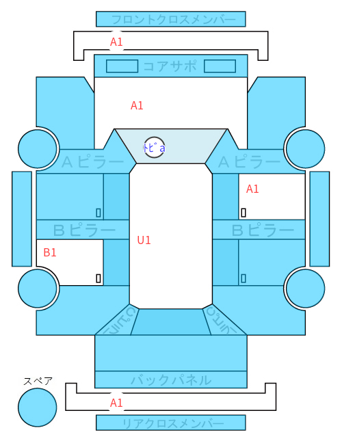 Body condition diagram (damage marks, Japanese labels)