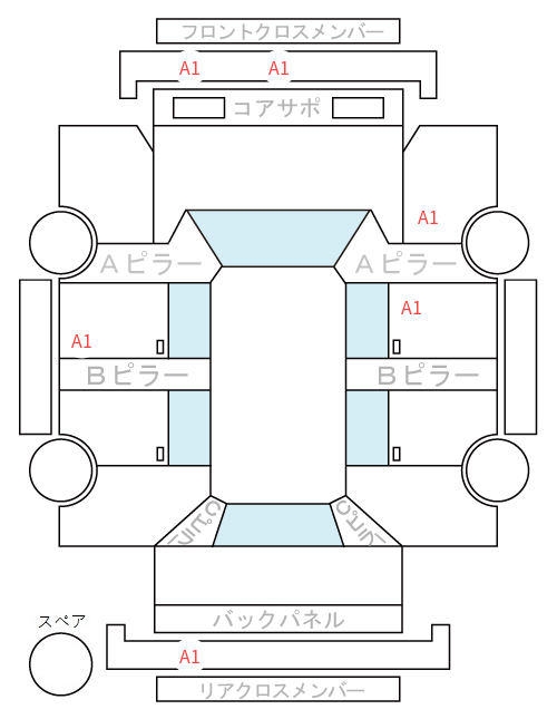 Body condition diagram (damage marks, Japanese labels)