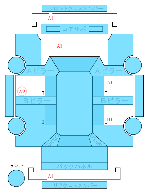 Body condition diagram (damage marks, Japanese labels)