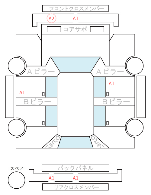 Body condition diagram (damage marks, Japanese labels)