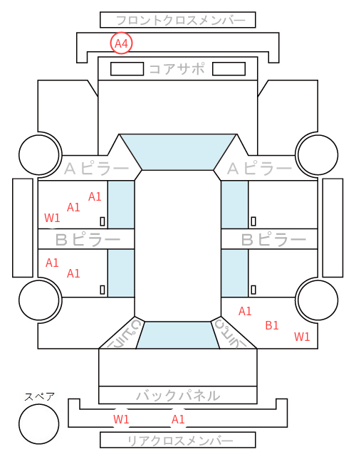 Body condition diagram (damage marks, Japanese labels)