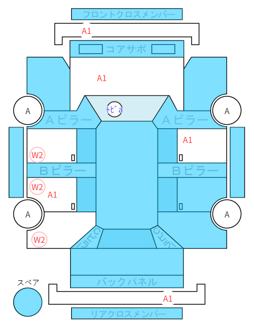 Body condition diagram (damage marks, Japanese labels)