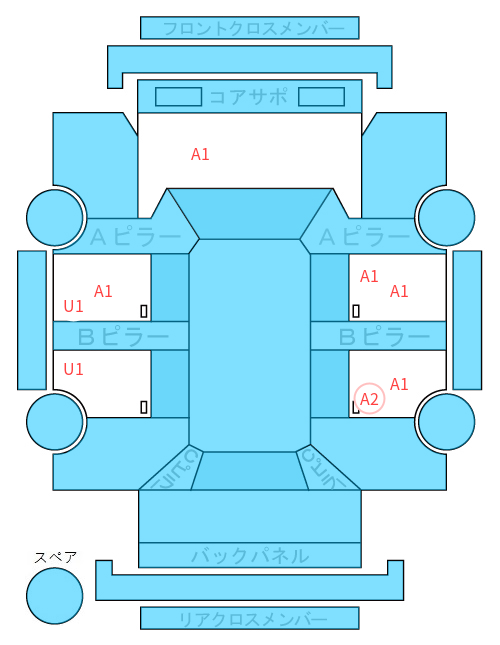 Body condition diagram (damage marks, Japanese labels)