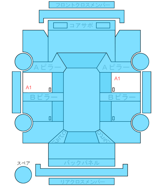 Body condition diagram (damage marks, Japanese labels)
