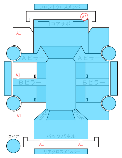 Body condition diagram (damage marks, Japanese labels)