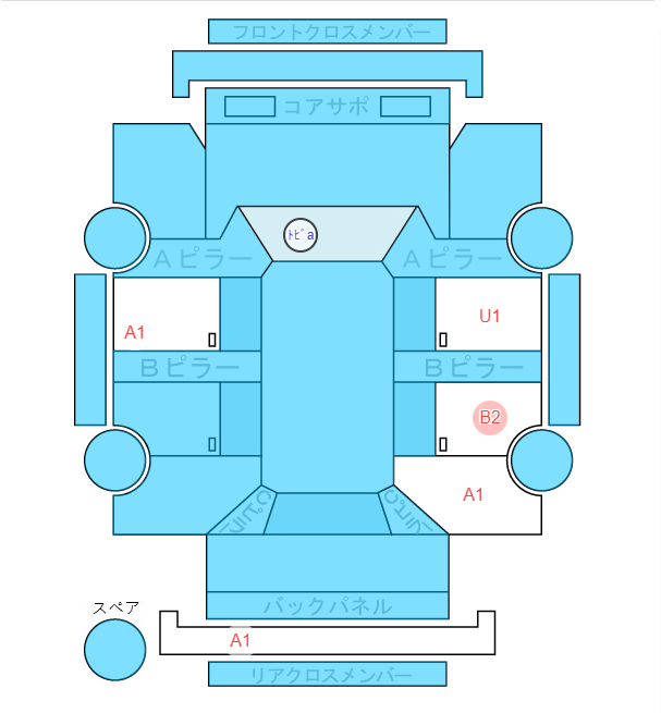 Body condition diagram (damage marks, Japanese labels)