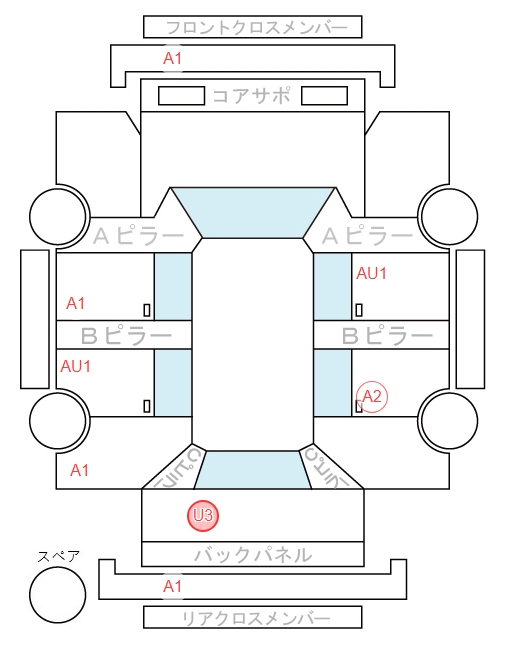 Body condition diagram (damage marks, Japanese labels)