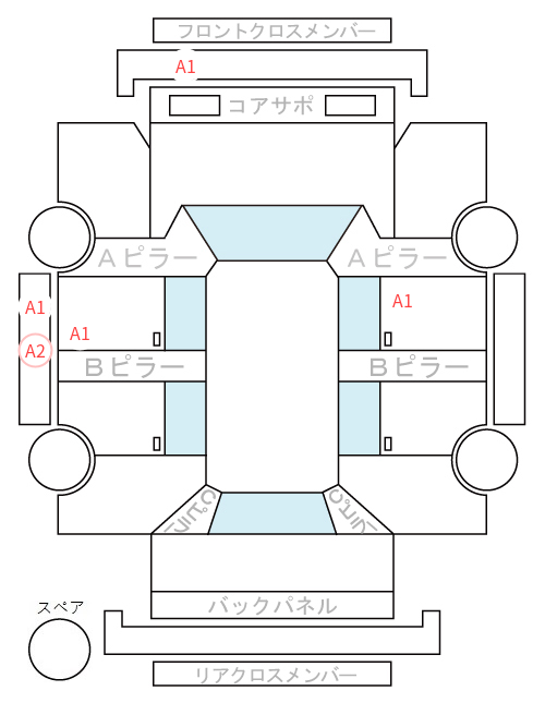 Body condition diagram (damage marks, Japanese labels)