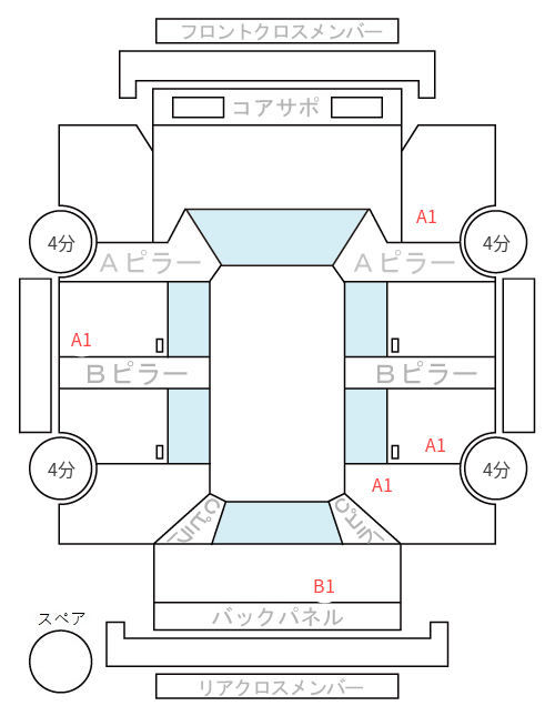 Body condition diagram (damage marks, Japanese labels)