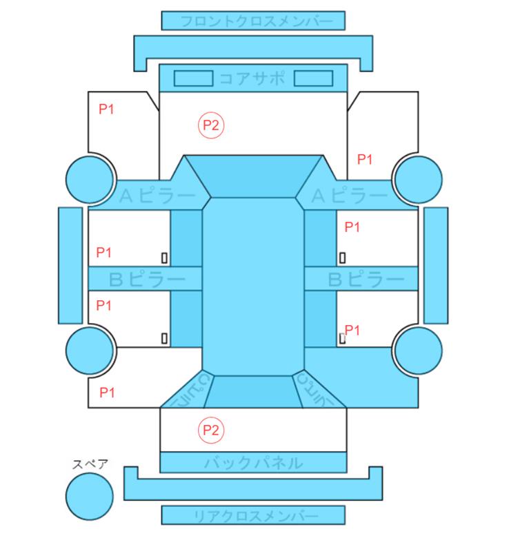 Body condition diagram (damage marks, Japanese labels)