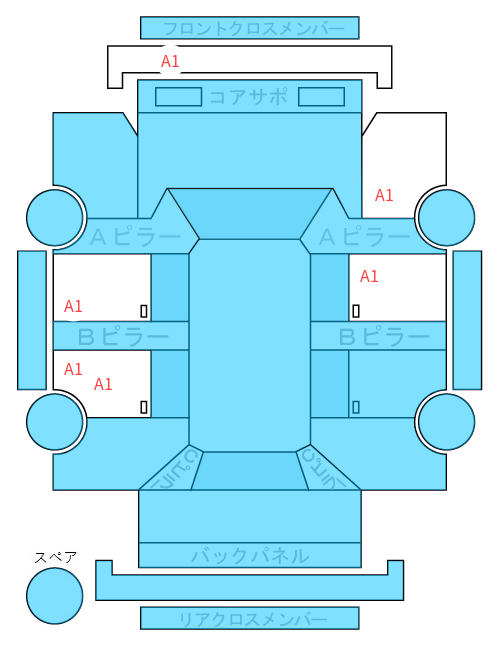 Body condition diagram (damage marks, Japanese labels)