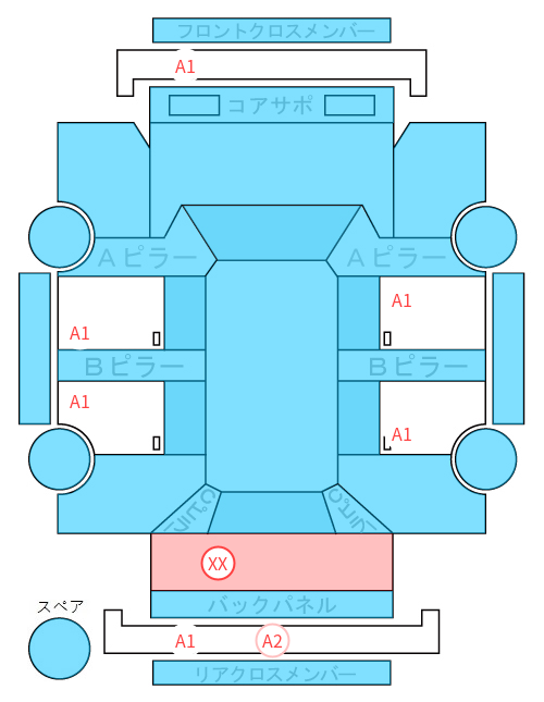 Body condition diagram (damage marks, Japanese labels)