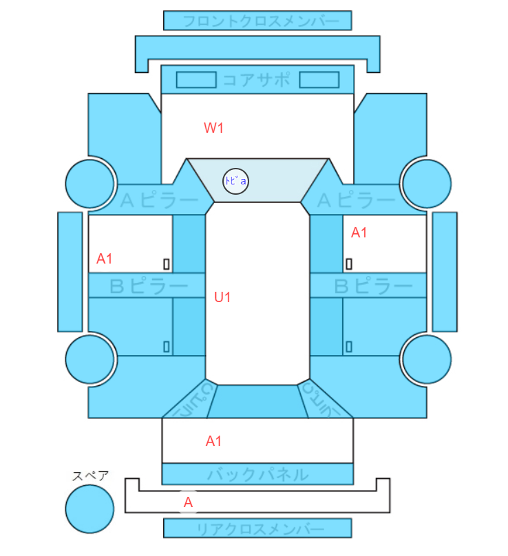 Body condition diagram (damage marks, Japanese labels)