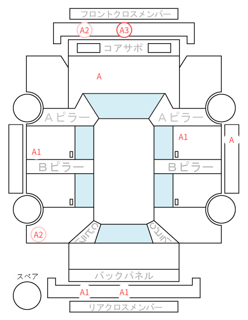 Body condition diagram (damage marks, Japanese labels)