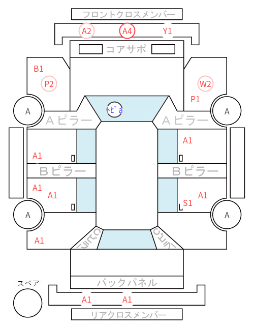 Body condition diagram (damage marks, Japanese labels)