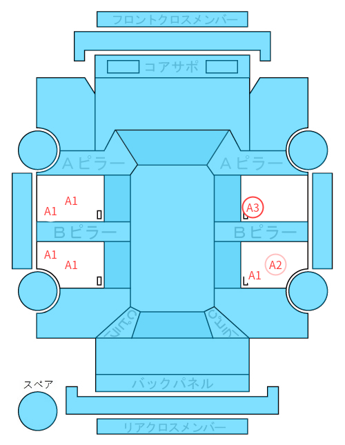 Body condition diagram (damage marks, Japanese labels)