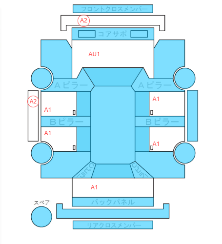 Body condition diagram (damage marks, Japanese labels)