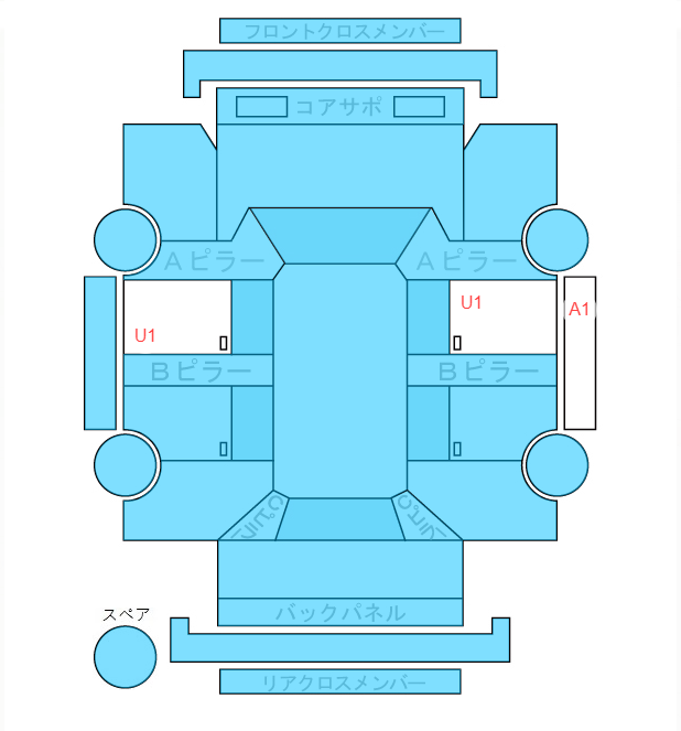 Body condition diagram (damage marks, Japanese labels)