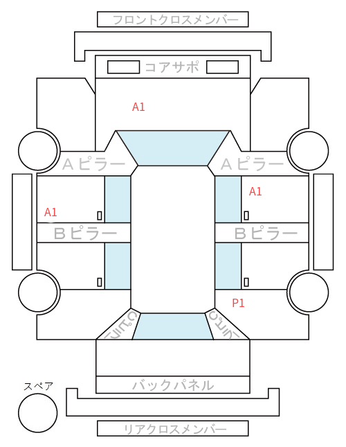 Body condition diagram (damage marks, Japanese labels)